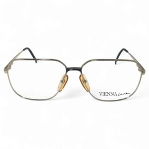 Front view of vintage ViennaLine silver eyeglasses.