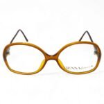 Front view of ViennaLine vintage amber oval Optyl glasses with soft oval frame shape.