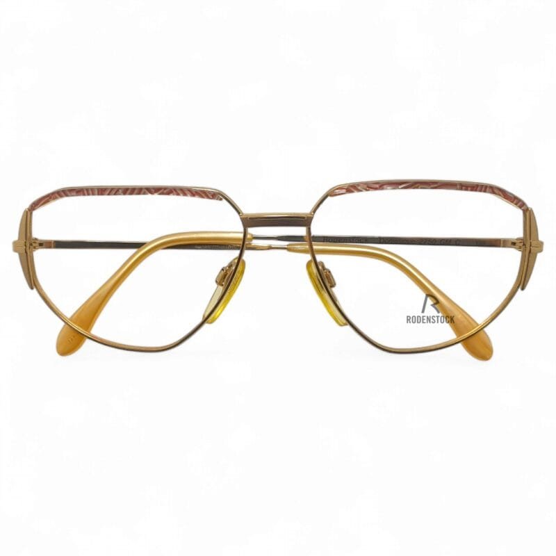 Rodenstock vintage geometric eyeglasses in gold and pink