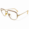 Rodenstock vintage geometric eyeglasses with double bridge in gold and pink