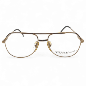 1980s ViennaLine aviator glasses with a gold finish and double bridge design.