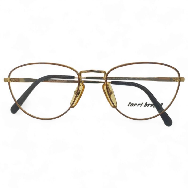 erri Brogan vintage glasses with light brown and yellow tortoiseshell detailing and a gold-tone frame, 1980s style